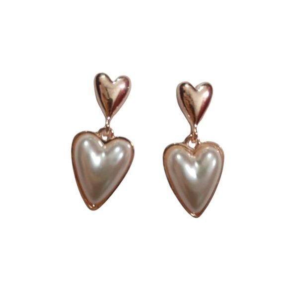Imitation Opal Embelished Cherished Heart Sparkling Drop Earrings - Image 2