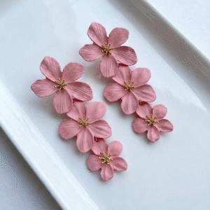Korean Pink Flower Drop Designer