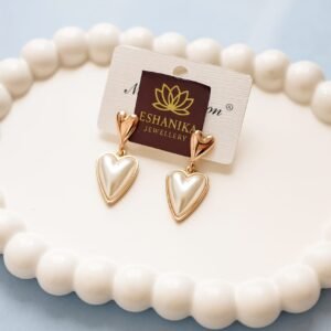 Imitation Opal Embelished Cherished Heart Sparkling Drop Earrings