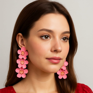Korean Pink Flower Drop Designer