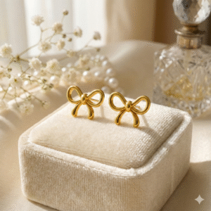 Bow Earrings Stainless Steel Contemparary Gold Plated Anti Tarnish for Women