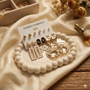 Shining Diva Golden Alloy Earrings Combo Set of 6