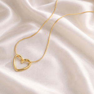 Anti Tarnish Heart Themed Pendent Chain18K Gold Plated for Women