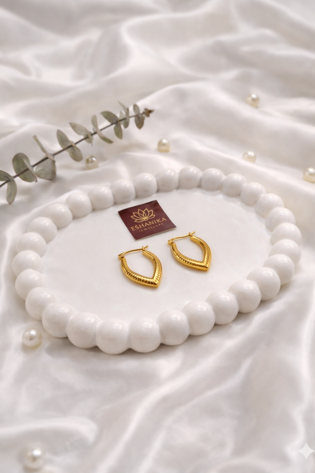 Stainless steel Anti tarnish V- Shaped Hoop Earrings