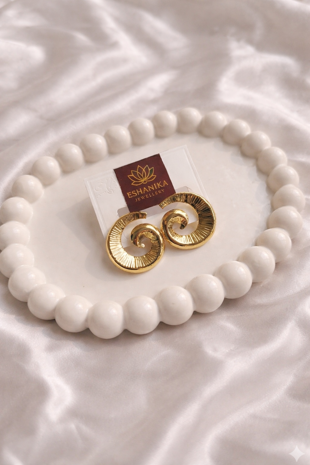 Golden Spiral Stud Earrings