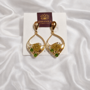 VIienGold Space Olive Stones Drop Earrings