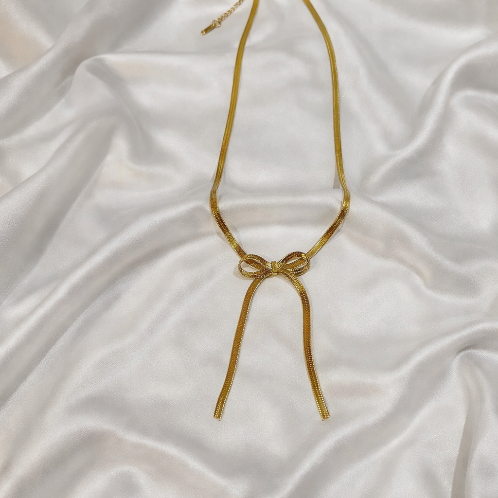 Stainless Steel Gold Plated Bow chain Anti Tarnish For Girls And Women