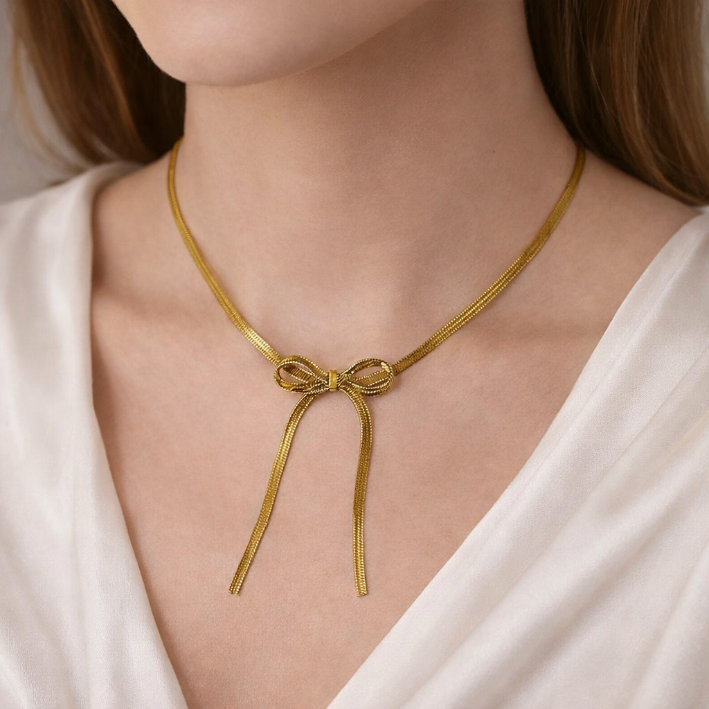 Stainless Steel Gold Plated Bow chain Anti Tarnish For Girls And Women - Image 5