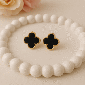 Anti Tarnish Black Clover earrings