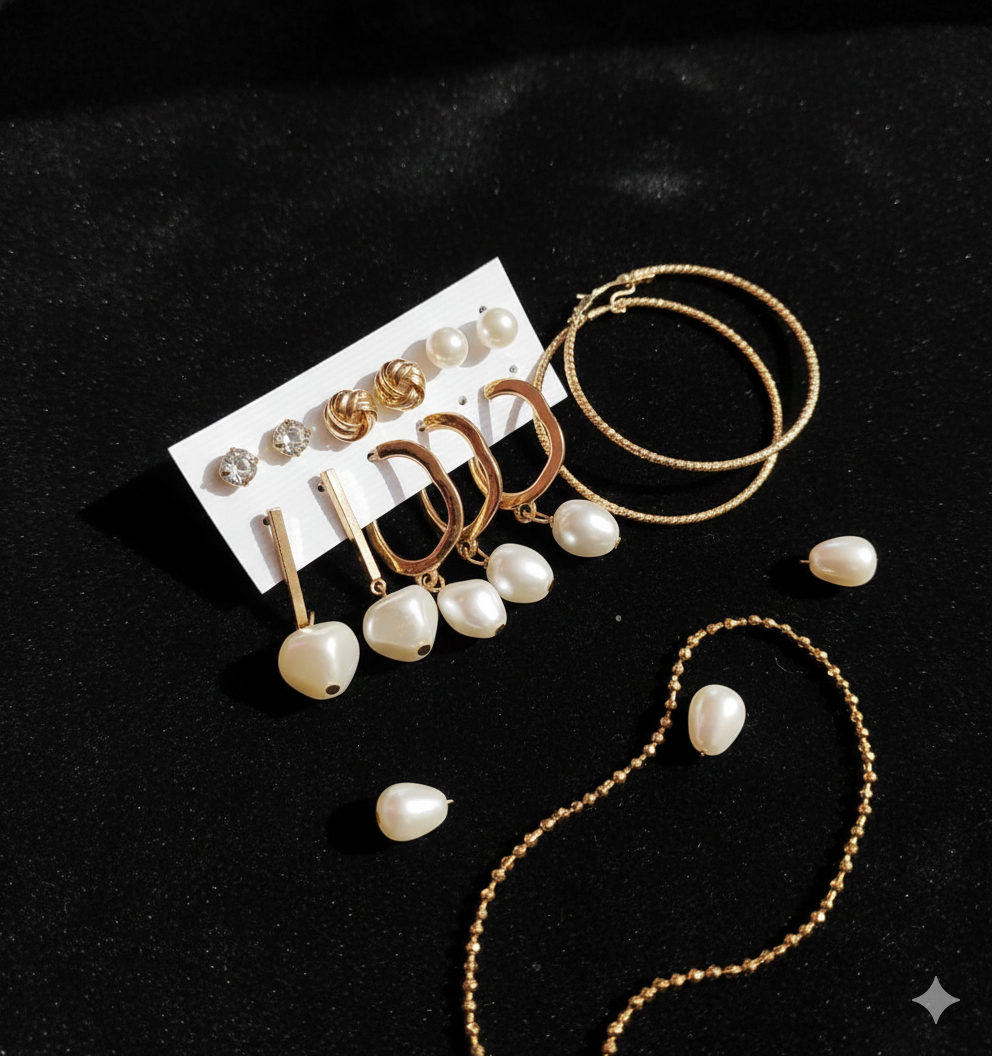 Gold Plated Earrings Combo pack of 6 Earrings - Image 2