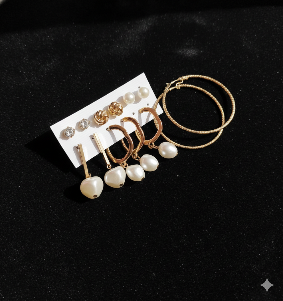 Gold Plated Earrings Combo pack of 6 Earrings