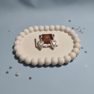 Imitation Opal Embelished Cherished Heart Sparkling Drop  Silver Earrings