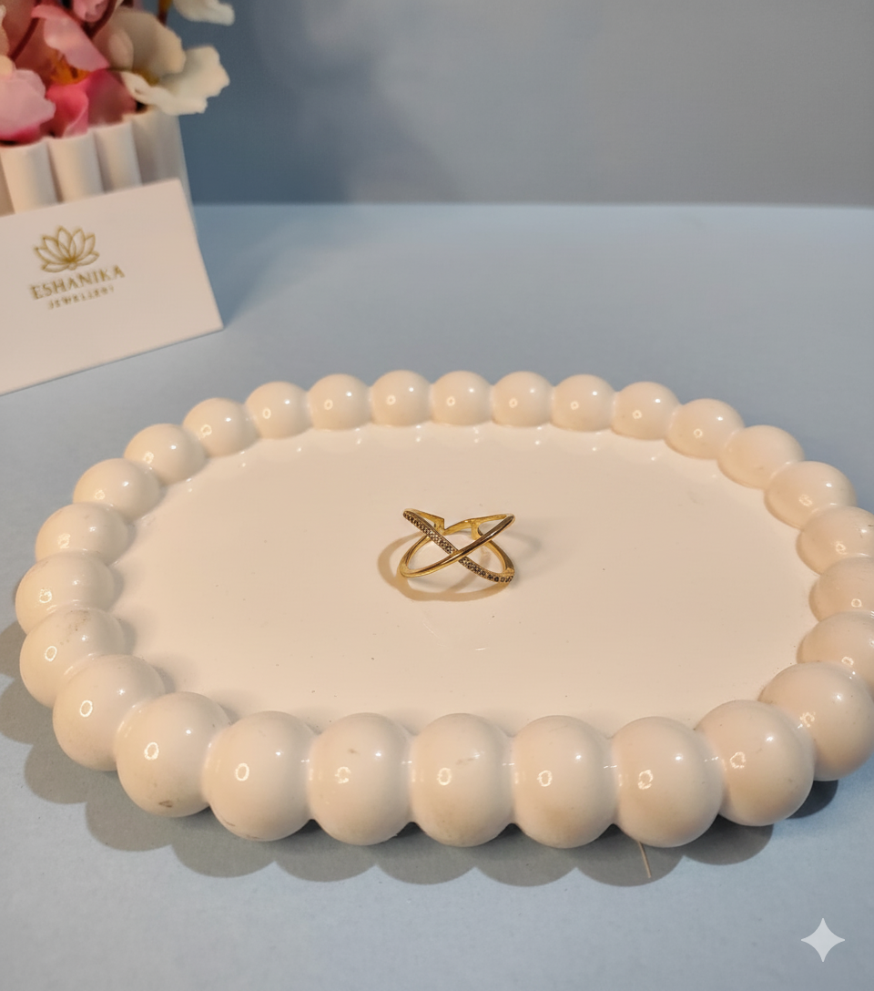 Gold Plated Anti Tarnish Stainless Steel Cross Themed Adjustable Finger ring - Image 2