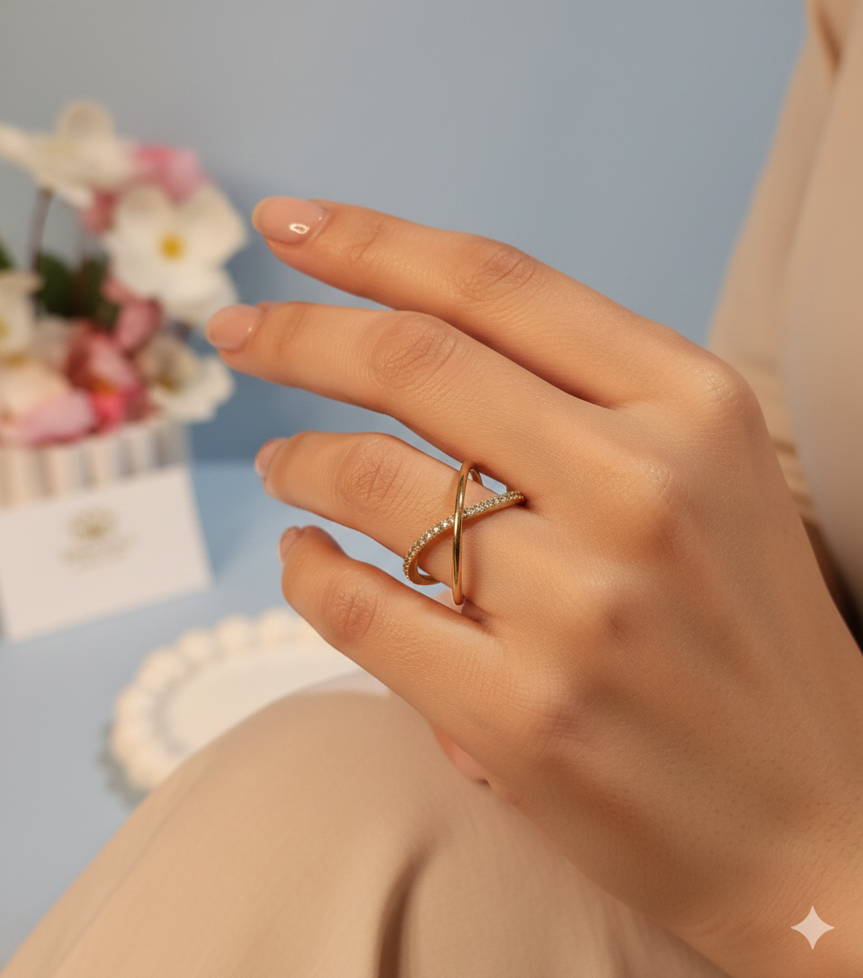 Gold Plated Anti Tarnish Stainless Steel Cross Themed Adjustable Finger ring