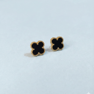 Anti Tarnish Black Clover earrings