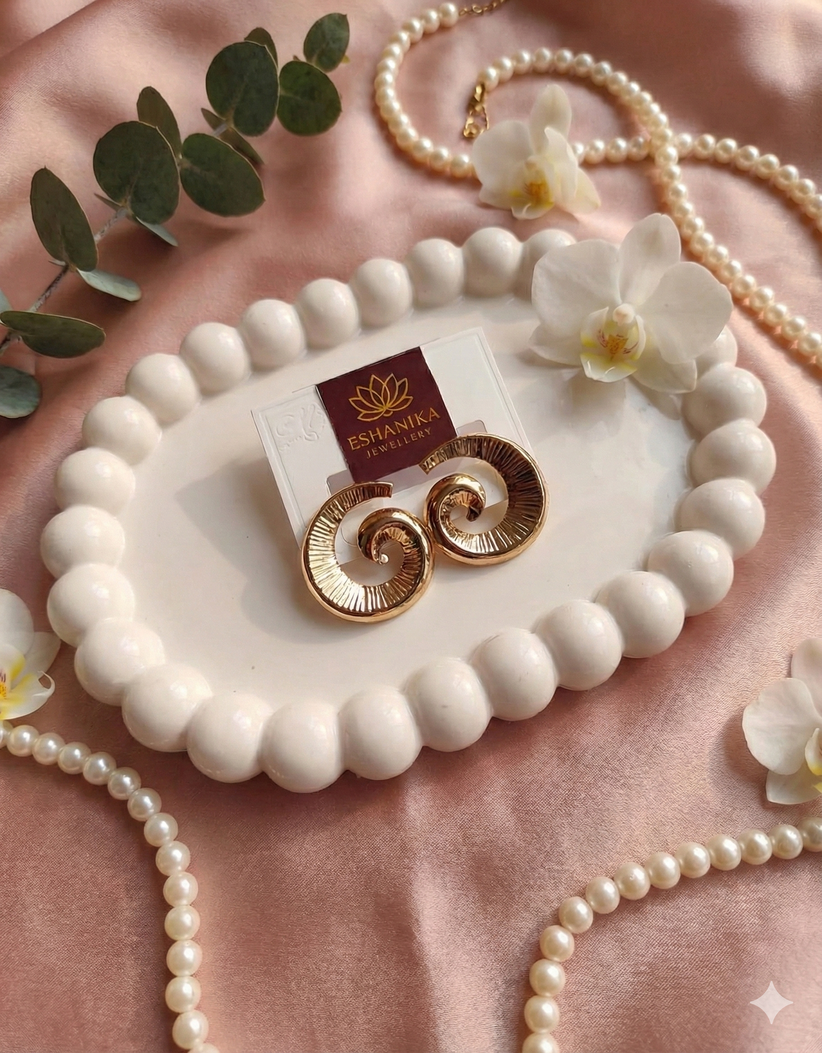 Golden Spiral Stud Earrings