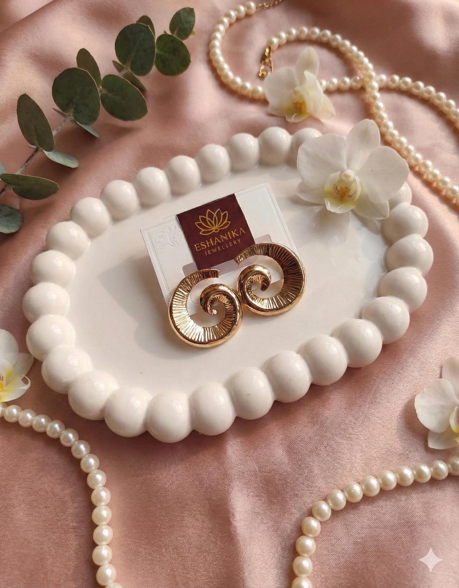 Golden Spiral Stud Earrings - Image 2