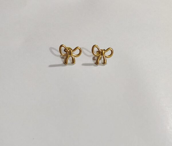 Bow Earrings Stainless Steel Contemparary Gold Plated Anti Tarnish for Women - Image 2