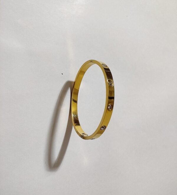 Stainless Steel Contemparary Gold Plated Love AD Anti Tarnish Bracelet kada for Women - Image 3