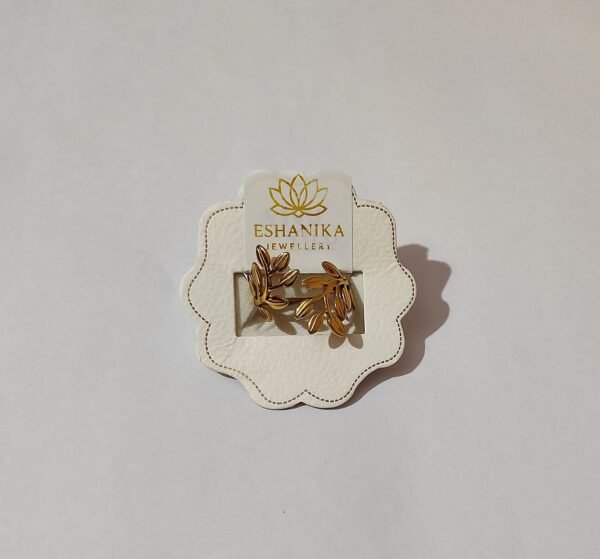 Gold Plated Anti Tarnish Stainless Steel Leaf Themed Adjustable Finger ring - Image 2