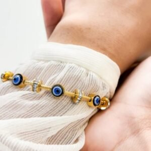 Stainless Steel Gold Plated Evil Eye Anti Tarnish Nail Bracelet For Women