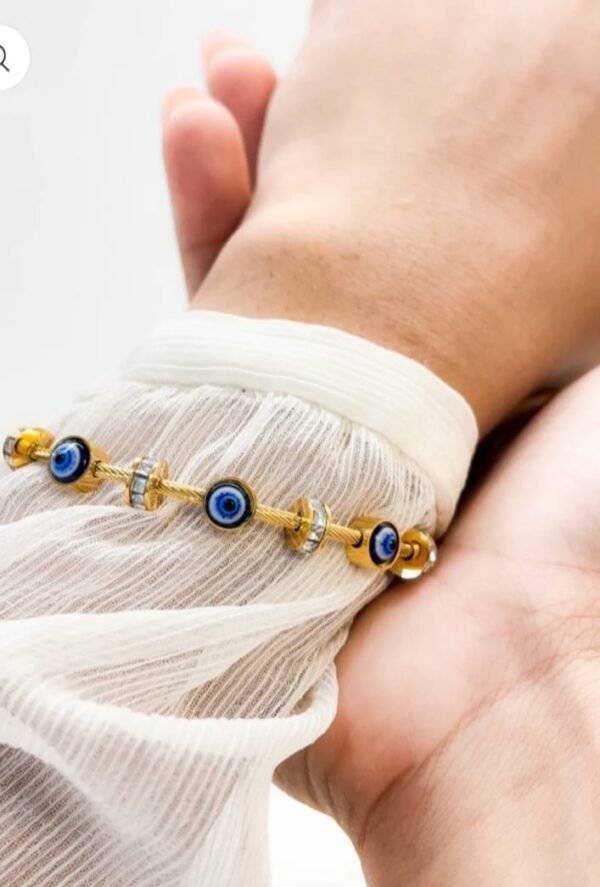 Stainless Steel Gold Plated Evil Eye Anti Tarnish Nail Bracelet For Women