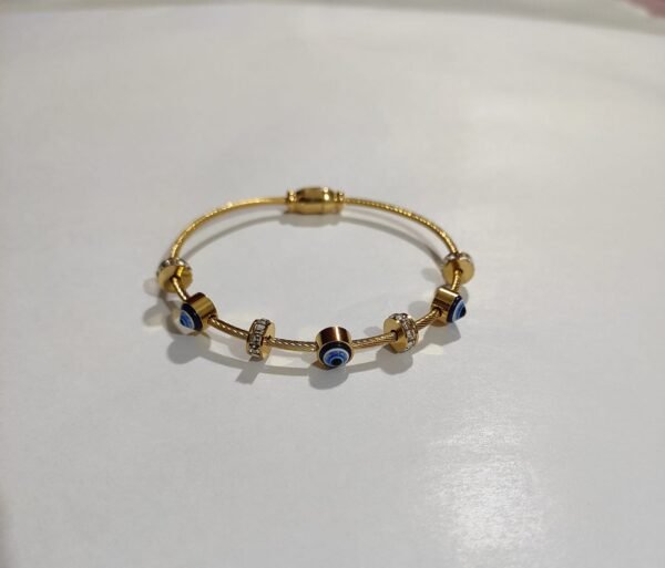 Stainless Steel Gold Plated Evil Eye Anti Tarnish Nail Bracelet For Women - Image 3
