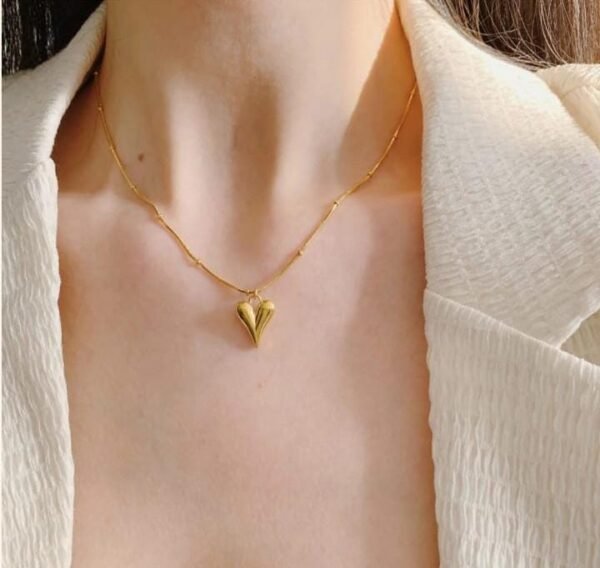 Anti Tarnish Heart Themed Pendent Chain With Earrings18k gold plated for Women - Image 2