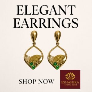 VIienGold Space Olive Stones Drop Earrings