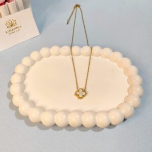 Stainless Steel Gold Plated set of White Anti Tarnish Clover Pendent chain For Girls And Women