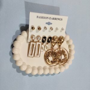 Shining Diva Golden Alloy Earrings Combo Set of 6