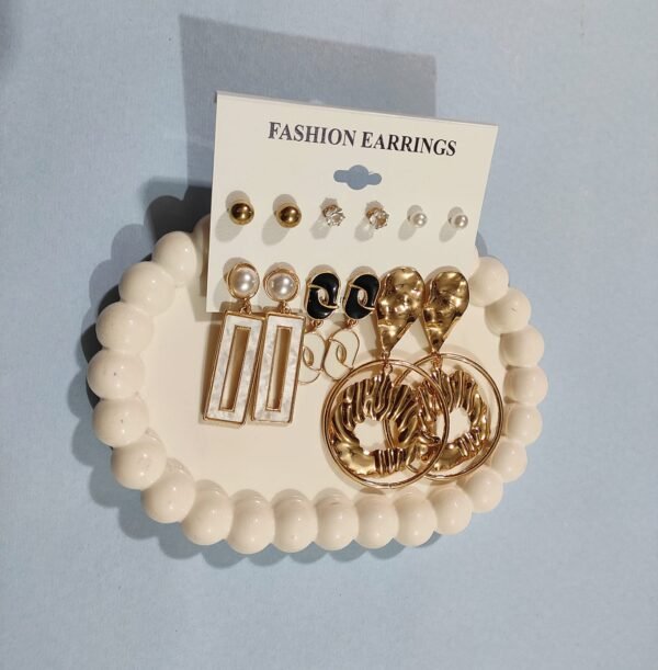 Shining Diva Golden Alloy Earrings Combo Set of 6