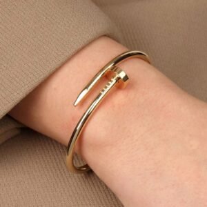 Stainless Steel Gold Plated Stainless Steel Anti Tarnish Nail Bracelet