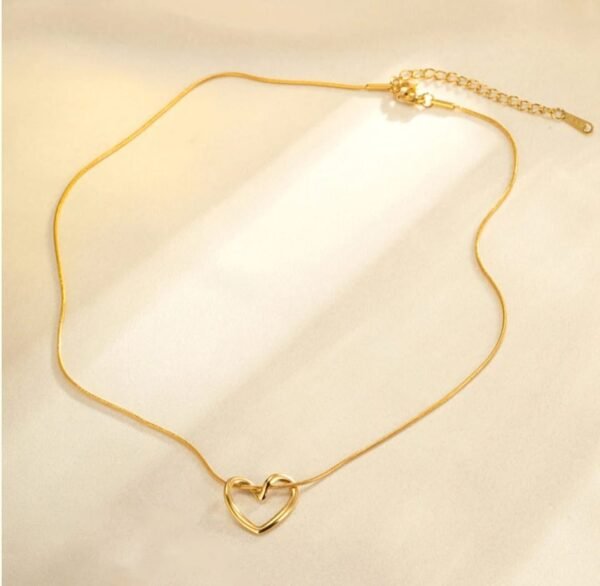 Anti Tarnish Heart Themed Pendent Chain18k gold plated for Women - Image 3