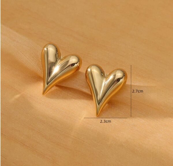 Anti Tarnish Heart Shape Stud earrings - Image 2