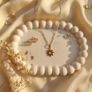 Stainless Steel Gold Plated set of Anti Tarnish Sun Shape Pendent chain With Earrring For Girls And Women