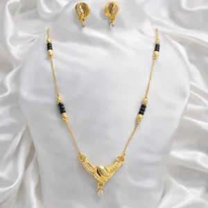Designer Gold Plated Mangalsutra with Matching Earrings Set
