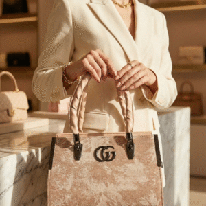 Premium Textured Peach Handbag with Soft Padded Handles & Silver Logo Accent