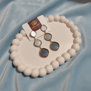 Elegant Dual-Tone Geometric Drop Earrings by Eshanika Jewellery