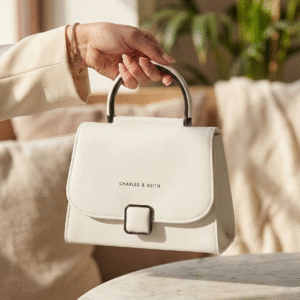 Classic White Charles & Keith Metal Handle Handbag