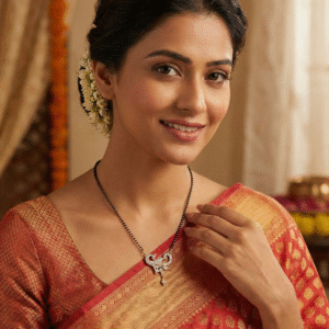 Elegant Peacock-Style Diamond Mangalsutra with Gold-Tone Pendant