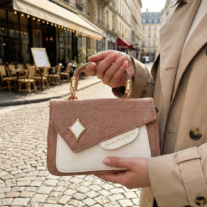 Premium Peach Textured Handbag with Designer Flap & Gold Hardware