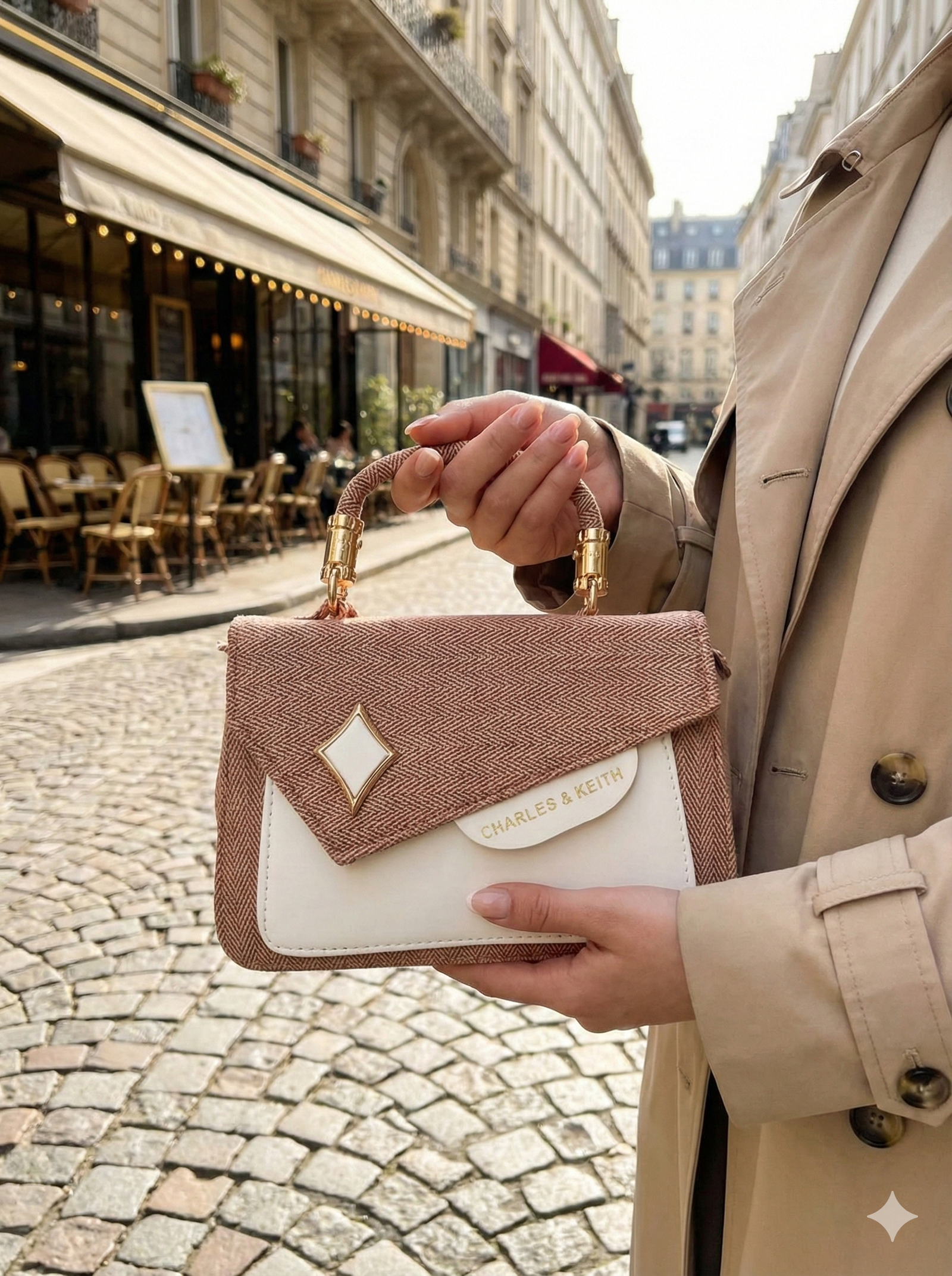 Premium Peach Textured Handbag with Designer Flap & Gold Hardware