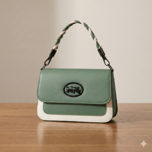 Stylish Two-Tone Crossbody Handbag with Braided Handle