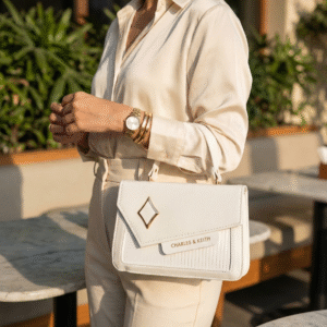 Elegant White Charles & Keith Structured Handbag