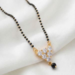 Tri-Cluster Diamond Gold Plated Minimal Mangalsutra for Women