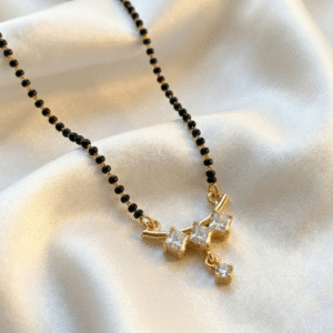 Elegant Diamond Drop Minimal Gold Plated Mangalsutra for Women