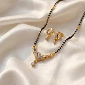 Designer Gold Plated Mangalsutra with Matching Earrings Set