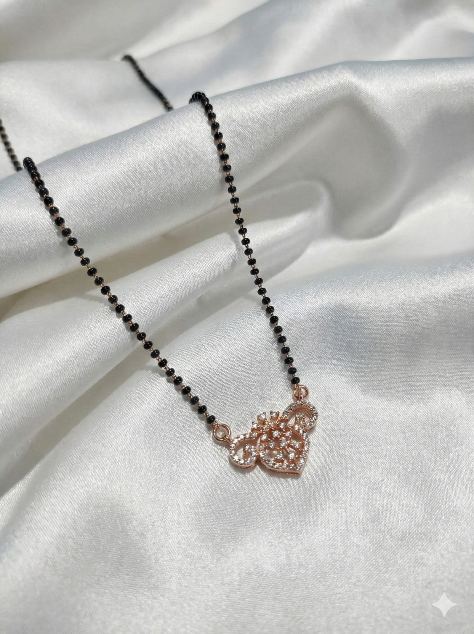 Rose Gold Heart Charm Mangalsutra | Anti-Tarnish | Everyday Wear