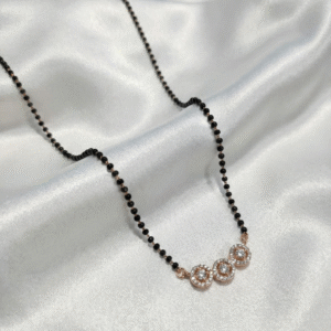 Elegant Gold-Toned Mangalsutra with Triple Circular Stone Pendant | Daily Wear Traditional Jewellery